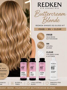 Redken Shades EQ Gloss Buttercream Blonde Toner Kit – 09GB + 9N + Clear